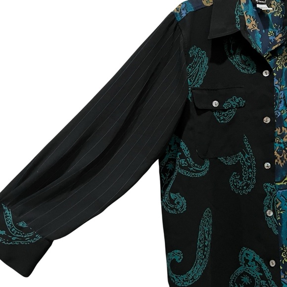 KOOS Of Course 1X Vintage Paisley Floral Pattern Mix Patch Button Down Shirt R8 - Picture 2 of 5